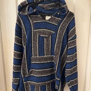 Men's Blue and Gray Striped Sweater